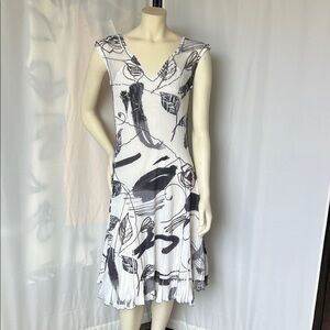 Komarov Black and White Abstract Dress